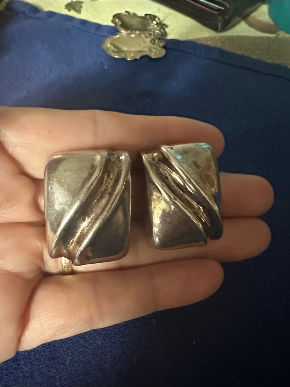 Sterling Silver Sculpted Wave Clip-On Earrings - Silver